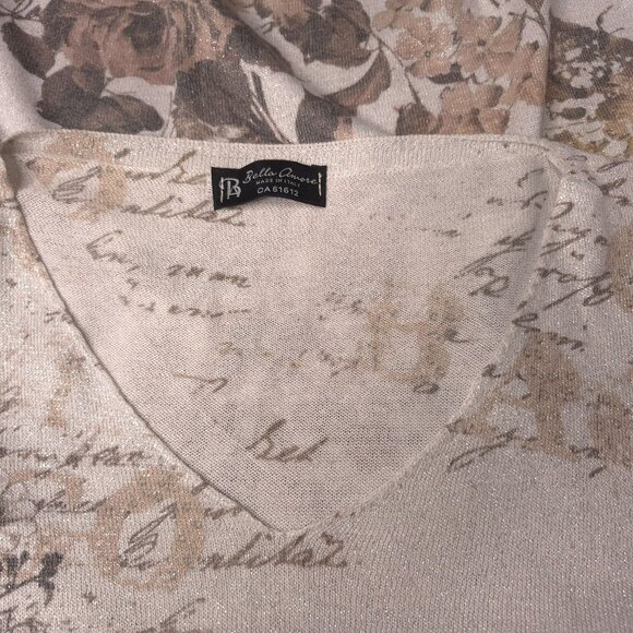 Bella Amore Floral Print XL Sweater Made In Italy Lightweight Knit Pullover - Picture 5 of 7